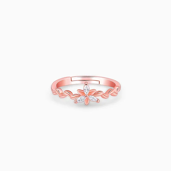 Rose Gold Bluebell Floral Ring
