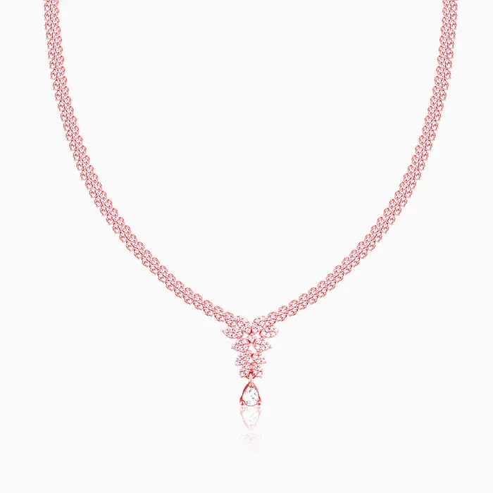 Rose Gold Bridal Floral Necklace