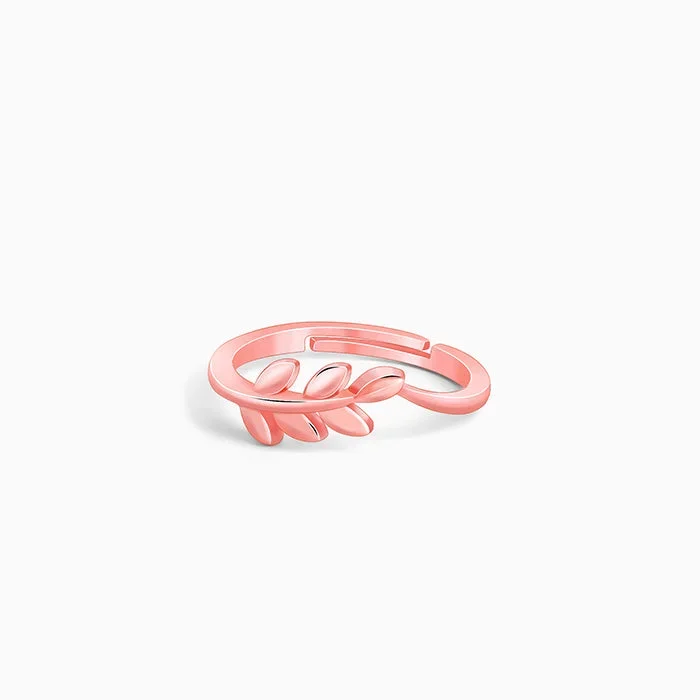 Rose Gold Happy Leaf Ring