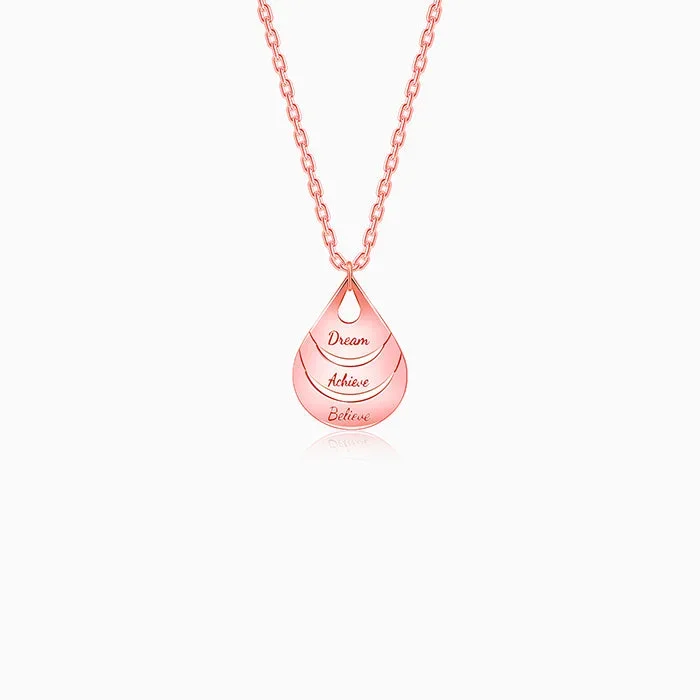 Rose Gold Personalised Dreamy Teardrop Pendant With Link Chain