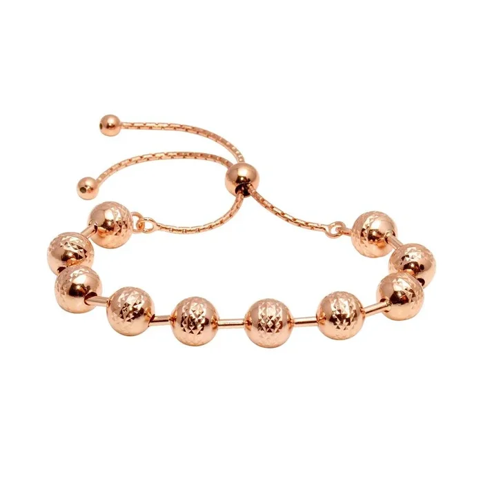 Rose Gold Plated 925 Sterling Silver Bead Lariat Bracelet – ECB00116RGP