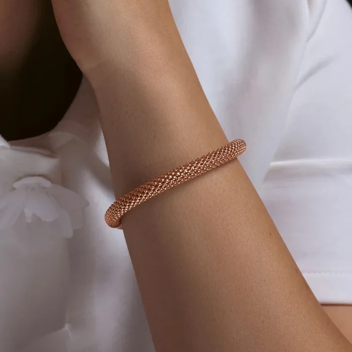 Rose Gold Plated 925 Sterling Silver Beaded Italian Bracelet – ITB00006RGP
