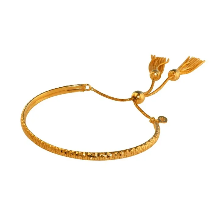 Rose Gold Plated 925 Sterling Silver DC Cuff Lariat Bracelet with Dangling Tassel – ITB00213RGP