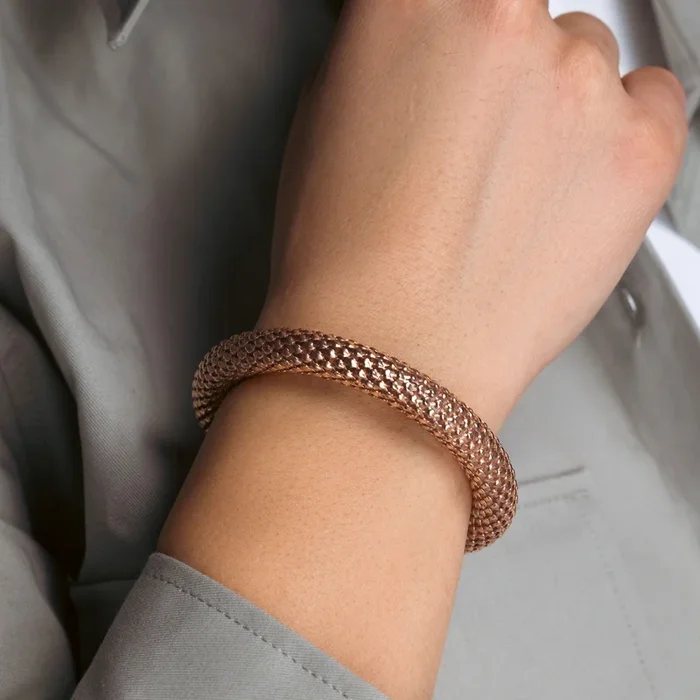 Rose Gold Plated 925 Sterling Silver Thick Beaded Italian Bracelet – ITB00018RGP