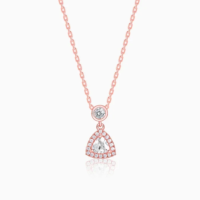 Rose Gold Tirangular Halo Necklace