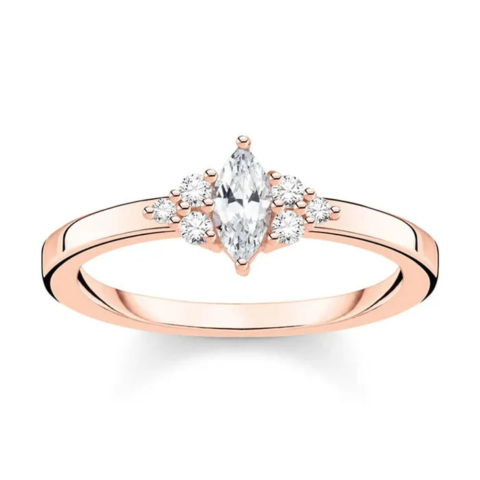 Rose Plated Sterling Silver Thomas Sabo Charm Club Vintage Zirconia Ring