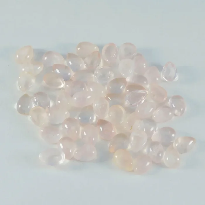 Rose Quartz 10PC Tiny 4×6 MM Pear Cabochon Pink Shine semi Precious Loose Gemstones