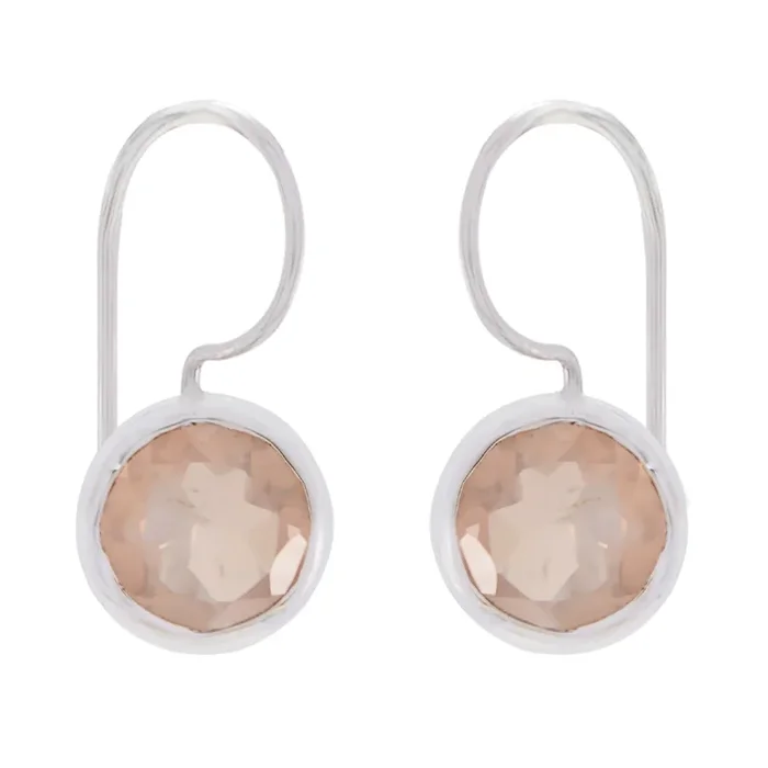 Rose Quartz Australian Camilla Solitaire Dangle Pink 925 Sterling Silver Earring