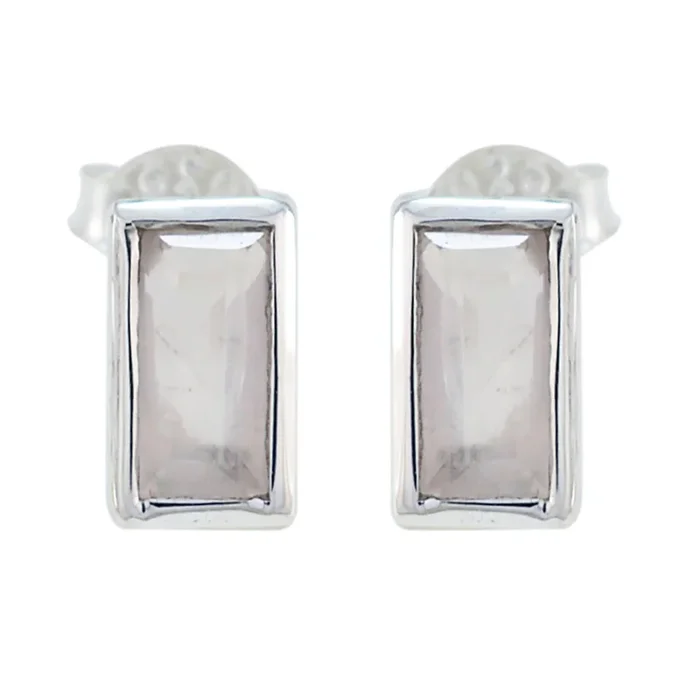 Rose Quartz Australian Hazel Solitaire Stud Pink 92.5 Silver Earring