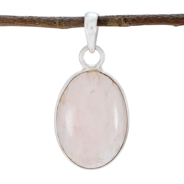 Rose Quartz Classic Turkish 925 Silver Solitaire Victoria Glamorous Pink Pendant Jewelry