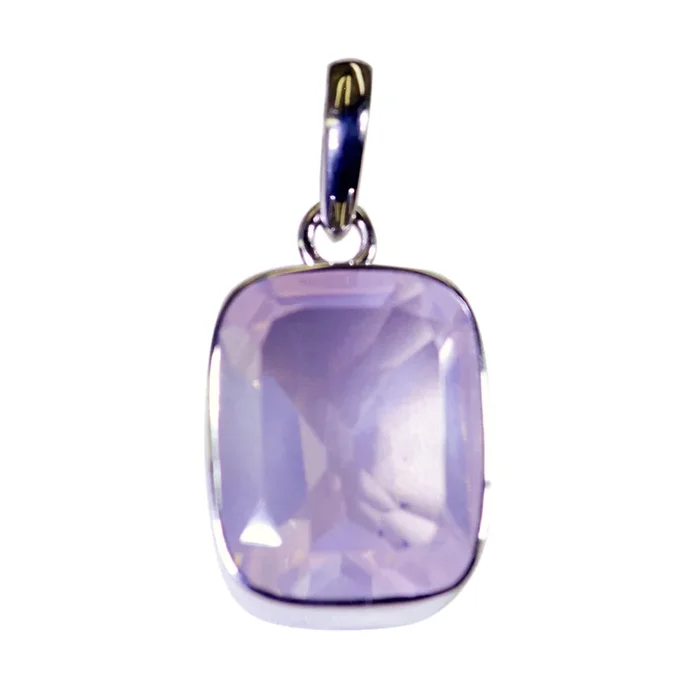 Rose Quartz Dainty French 92.5 Silver Solitaire Lucia Romantic Pink Pendant Jewellery
