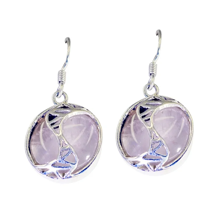 Rose Quartz Korean Julia Solitaire Dangle Pink 925 Sterling Silver Earring