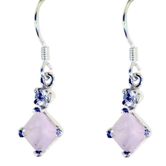 Rose Quartz Mexican Yan multiple Dangle Pink Sterling Silver Earring