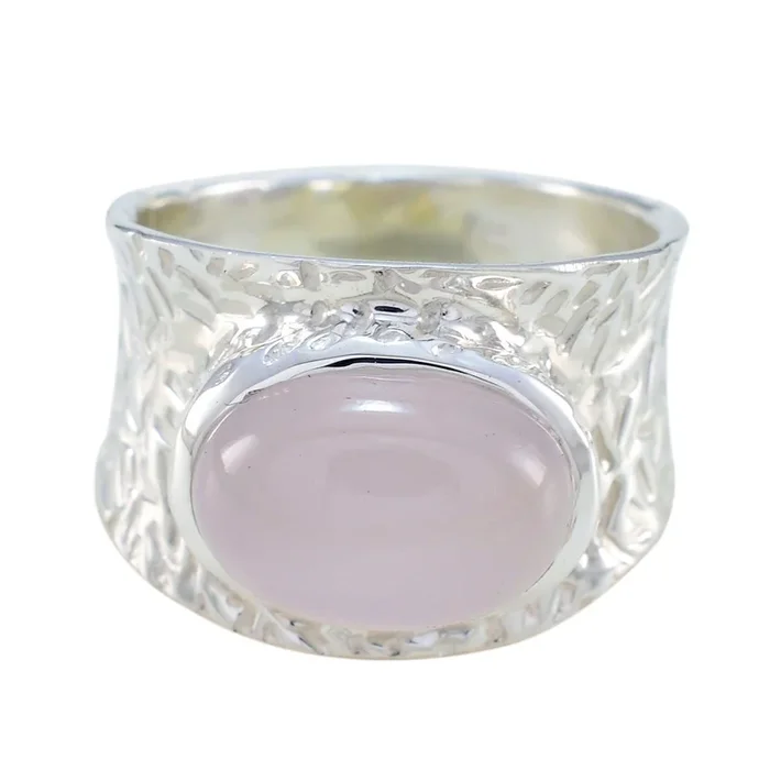 Rose Quartz Solitaire German 925 Sterling Silver Pink Gemstones Essential engravings Ring Jewelry