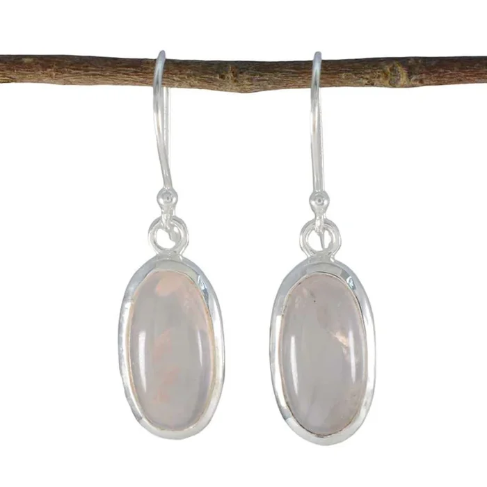 Rose Quartz Spanish Leah Solitaire Dangle Pink 925 Sterling Silver Earring