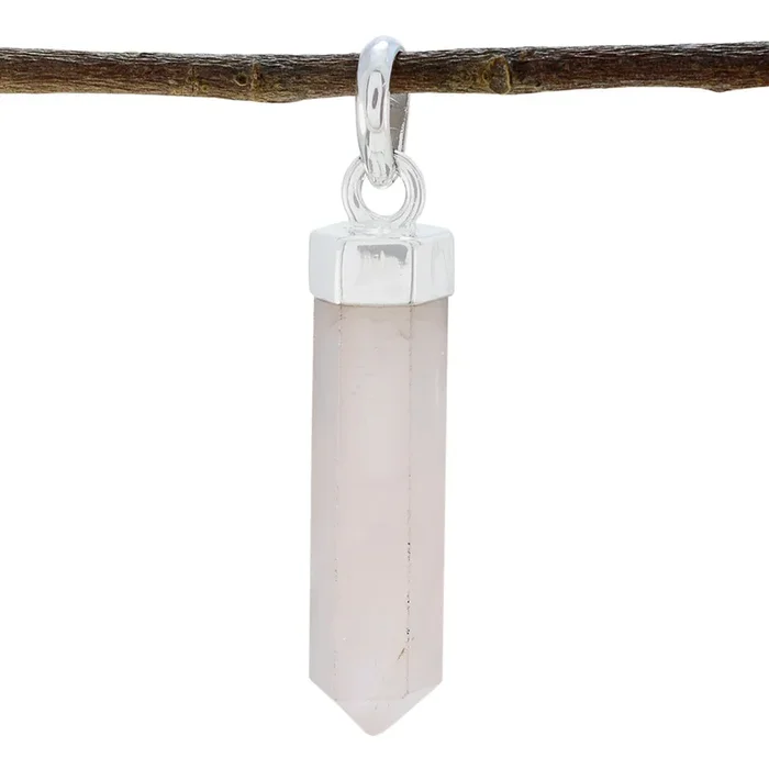 Rose Quartz Tiny American 92.5 Silver Solitaire Lucia propsel Pink Pendant Jewellery