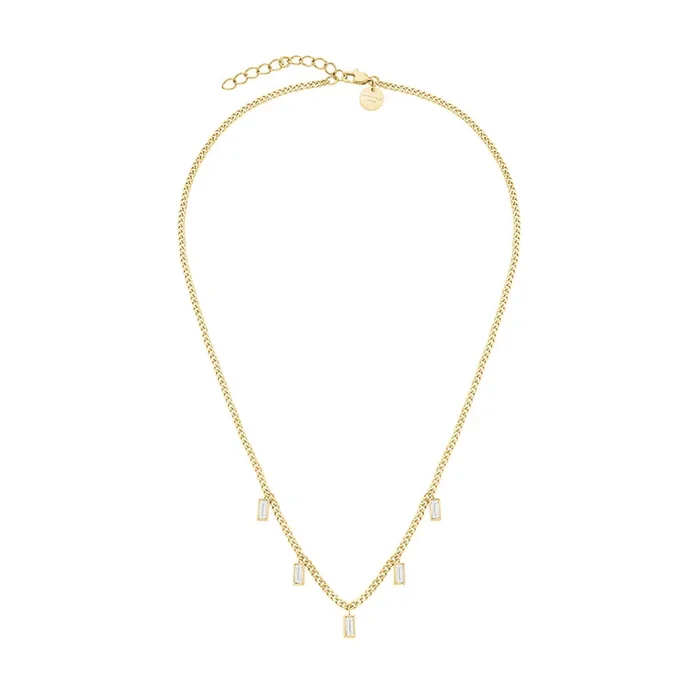 Rosefield Gold Playful Crystals Baguette Dangling Necklace