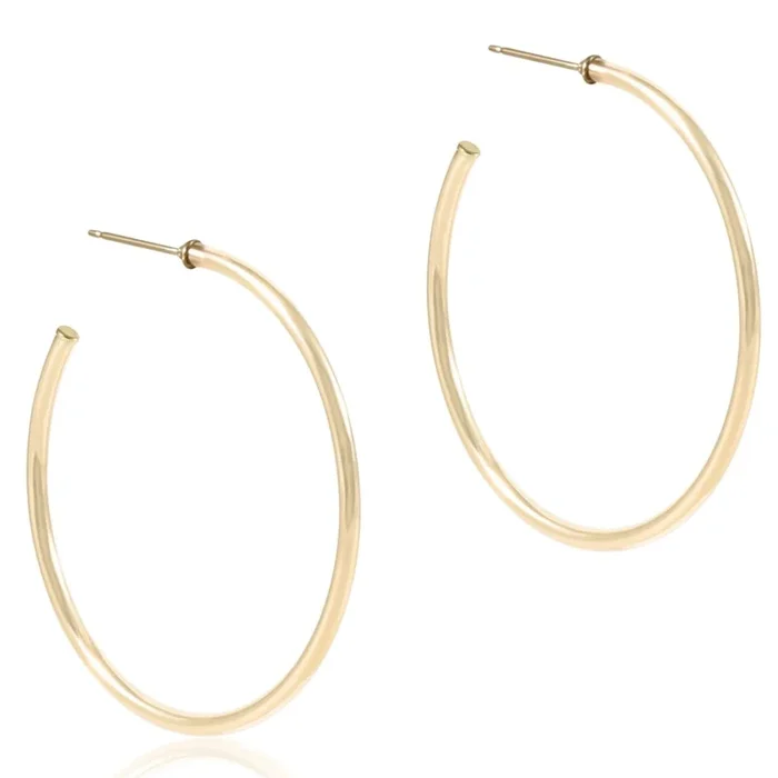 Round Gold 1.75″ Post Hoop – 2mm – Smooth