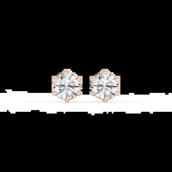 Round Lab Grown Diamond Six Prong Basket Stud Earrings
