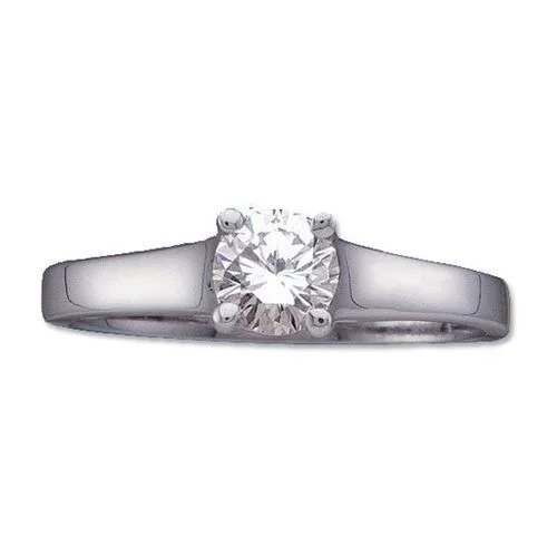 Royale 1/2 CTW Round Natural Diamond Solitaire Engagement Ring in 14KT White Gold