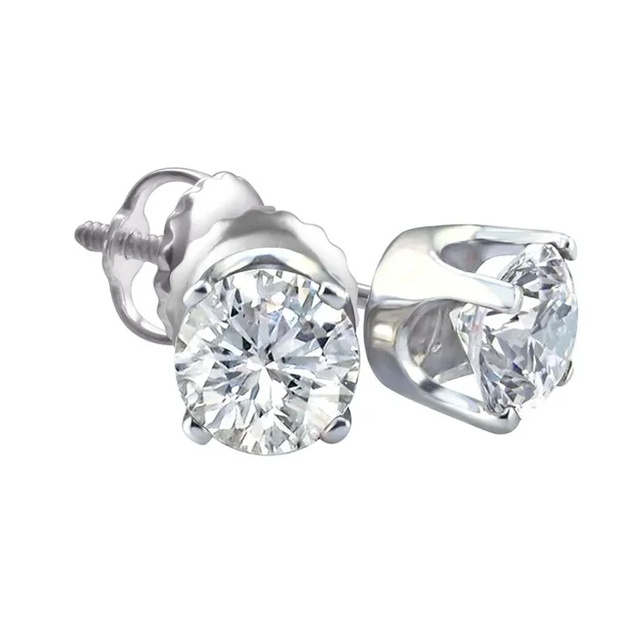 Royale 1/4 CTW Natural Diamond Solitaire Stud Earrings in 14KT White Gold