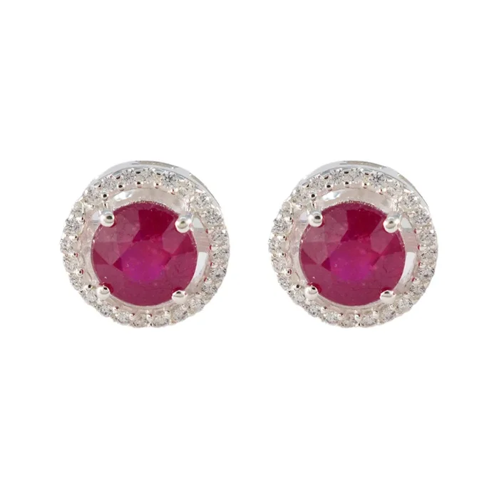 Ruby CZ American Amanda multiple Stud Red Sterling Silver Earring