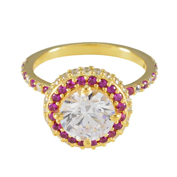 Ruby CZ Halo Indian 925 Silver Red Gemstone Whisper-thin propsel Ring Jewelry