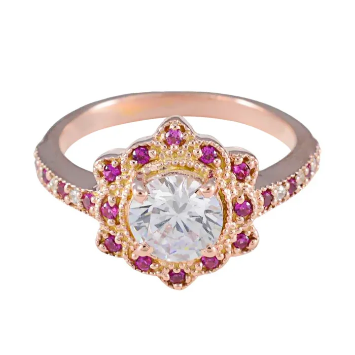 Ruby CZ Halo Korean 925 Silver Red Gemstones Whisper-thin valentine Ring Jewelry