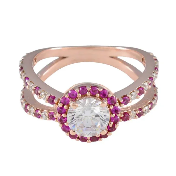 Ruby CZ Halo Korean Sterling Silver Red Gemstone Slim Promise Ring Jewelry