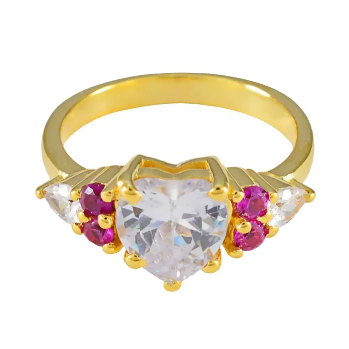 Ruby CZ Hepta Indian Silver Red Gemstone Whisper-thin Engagement Ring Jewelry