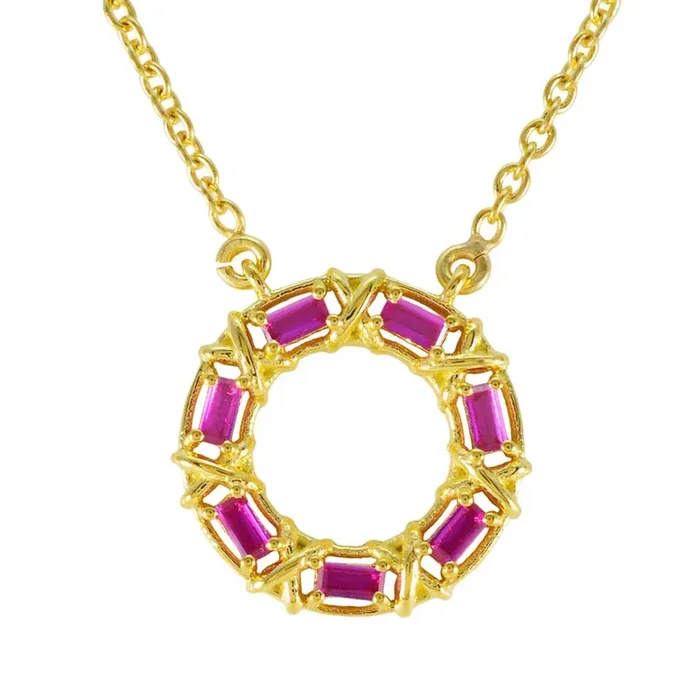 Ruby CZ Statement Egyptian Sterling Silver Hepta Zoey Feminine Red Pendant Jewellery