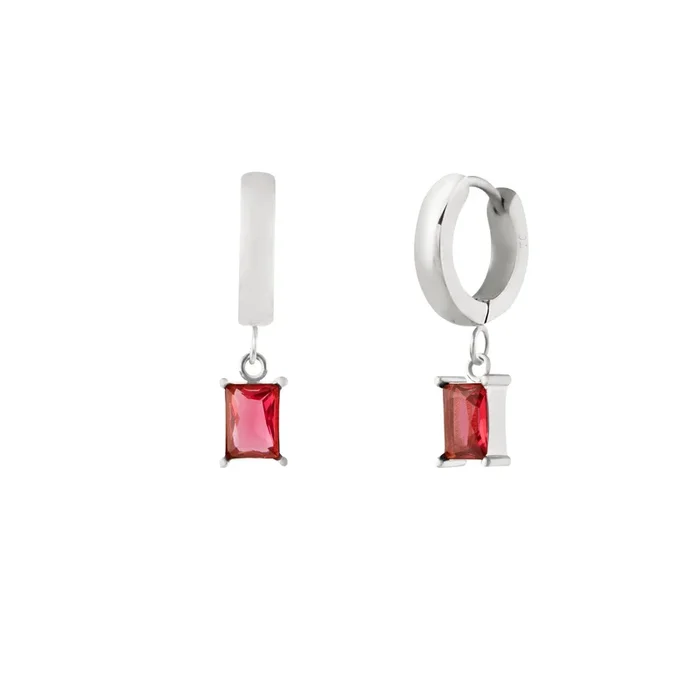 Ruby Hoops – Silver