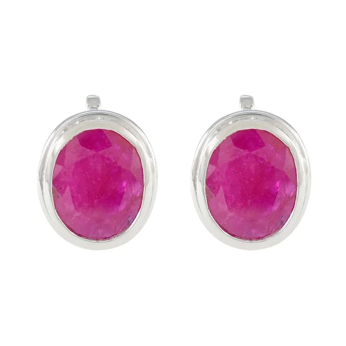 Ruby Russian Wen Solitaire Stud Red 925 Sterling Silver Earring