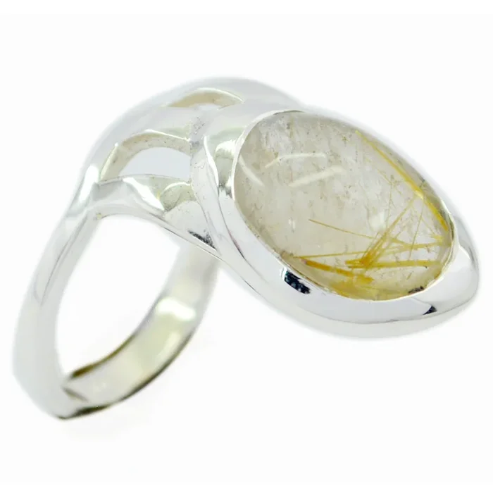 Rutile Quartz Solitaire Moroccan 92.5 Silver Yellow Gemstone Essential Signet Ring Jewellery