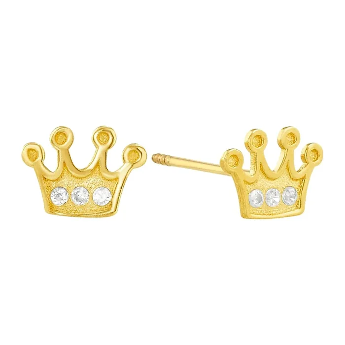 Sabelli 14KT Yellow Gold and Cubic Zirconia Crown Earrings