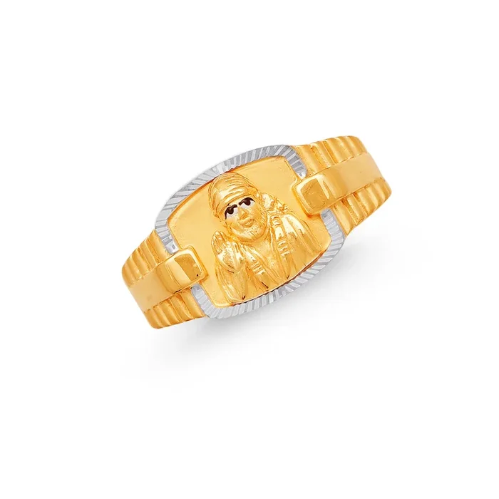 Sai Baba Minakari Men’s Ring in 22K Gold