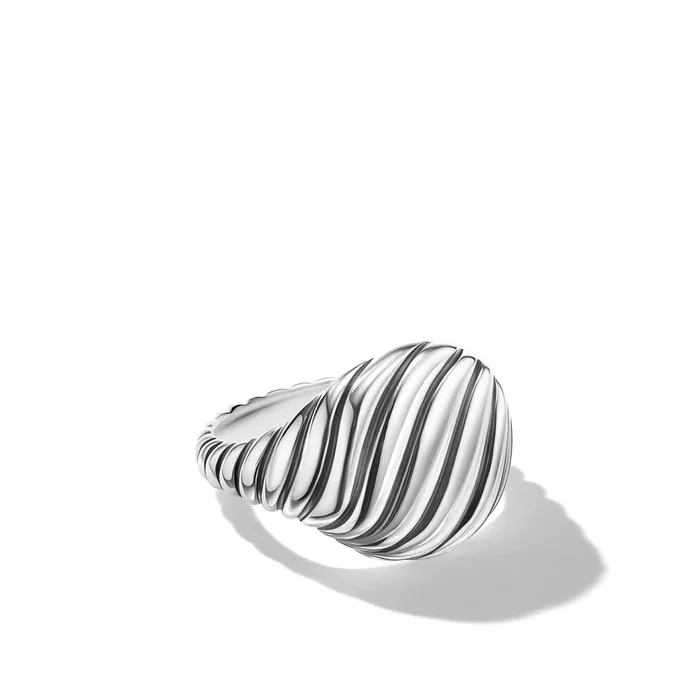 Sculpted Cable Pinky Ring in Sterling Silver, 13mm