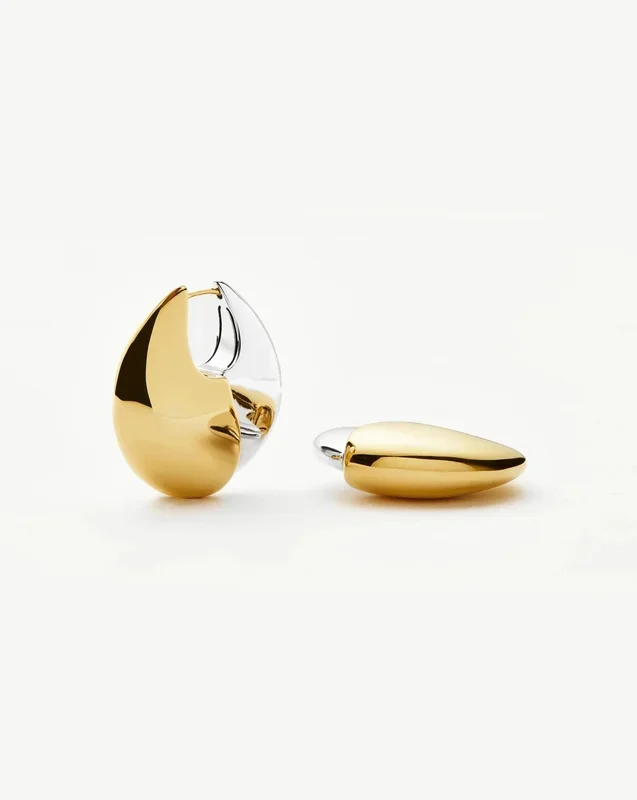 Sculptural Pebble Medium Hoop Earrings | Mixed Metal