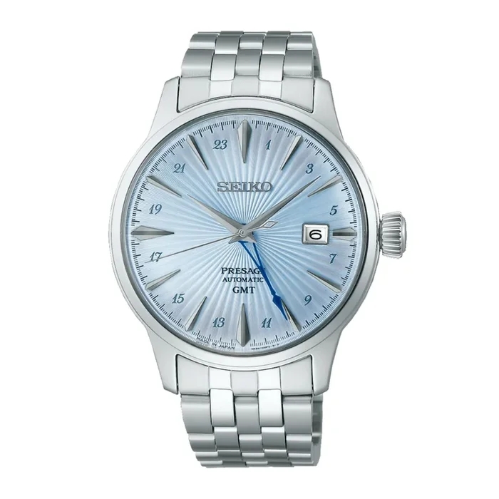 Seiko Presage Cocktail Automatic GMT Watch with Blue Dial and Steel Bracelet, 40.5 mm – Lepage