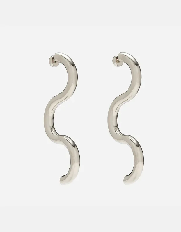 Serpentine Earrings in Silver