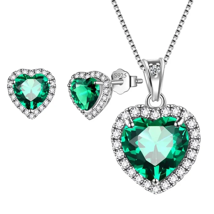 Set di gioielli con pietra portafortuna a forma di cuore per donna, collana in argento sterling 925, orecchini, gioielli raffinati, regali per la festa della mamma e per il compleanno