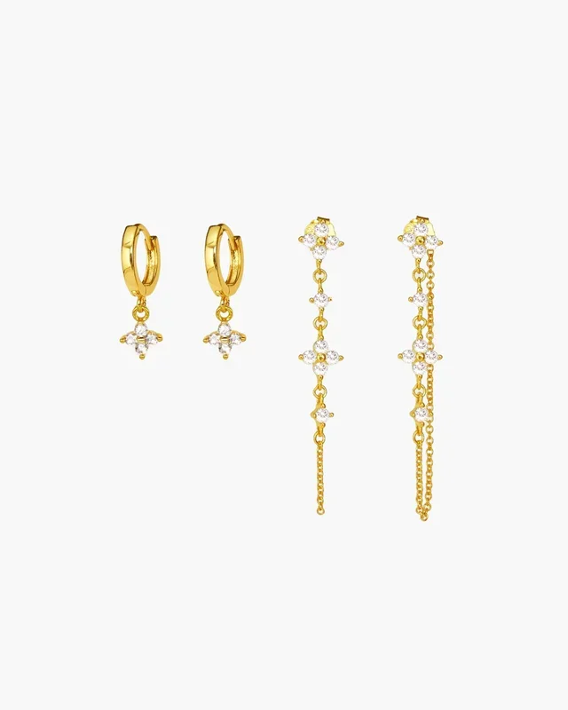 Set di Orecchini Quadrifoglio Portafortuna d’Oro