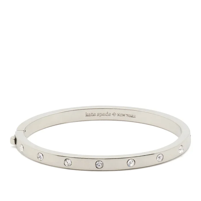 Set Stone Hinged Bangle in Silver Plating & Clear