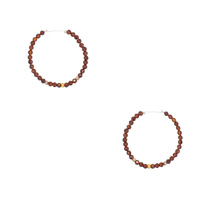She’s Got Stones Sleeper Hoops in Garnet – 1″