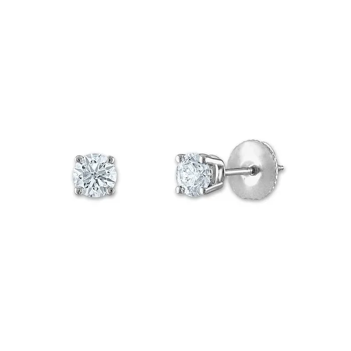 Signature Certificate EcoLove 1/2 CTW Round Lab Grown Diamond Solitaire Stud Earrings in 14KT White Gold