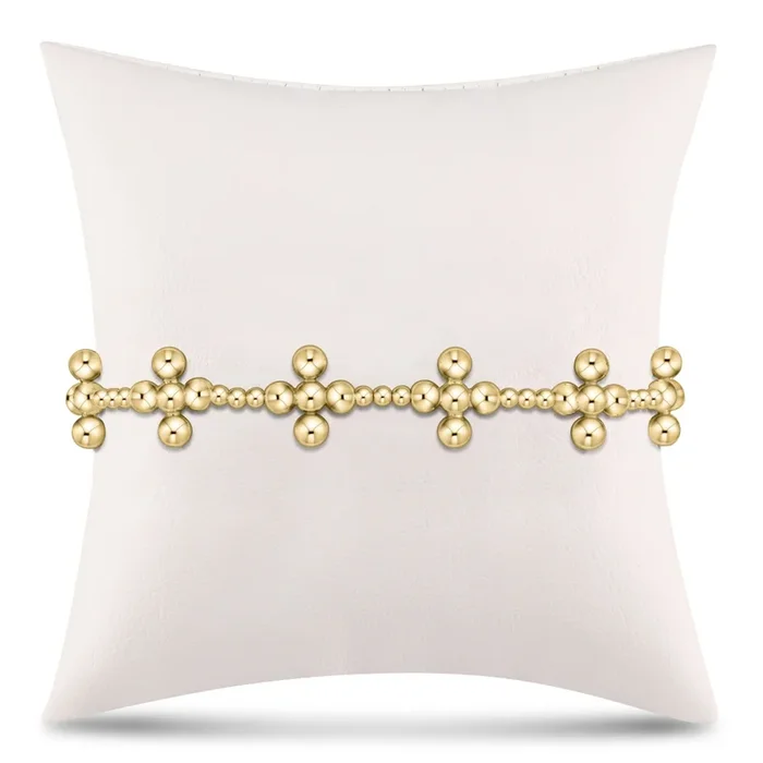Signature Cross Sincerity Pattern 2.5mm Bead Bracelet – Classic Beaded Signature Cross Gold – 4mm Bead Gold