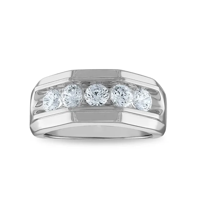Signature EcoLove 1-1/2 CTW Lab Grown Diamond Wedding Five Stone Ring in 14KT White Gold