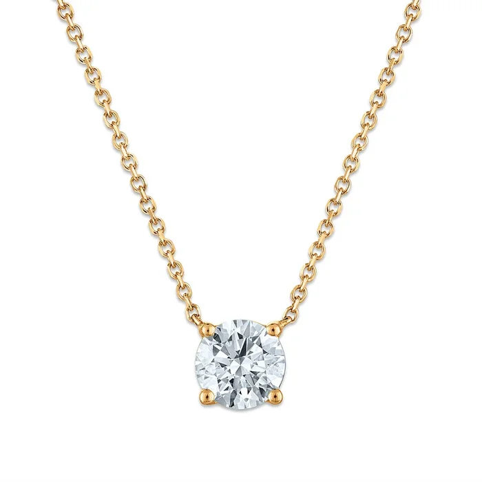 Signature EcoLove 1 CT Round Lab Grown Diamond Solitaire Necklace in 14KT Yellow Gold