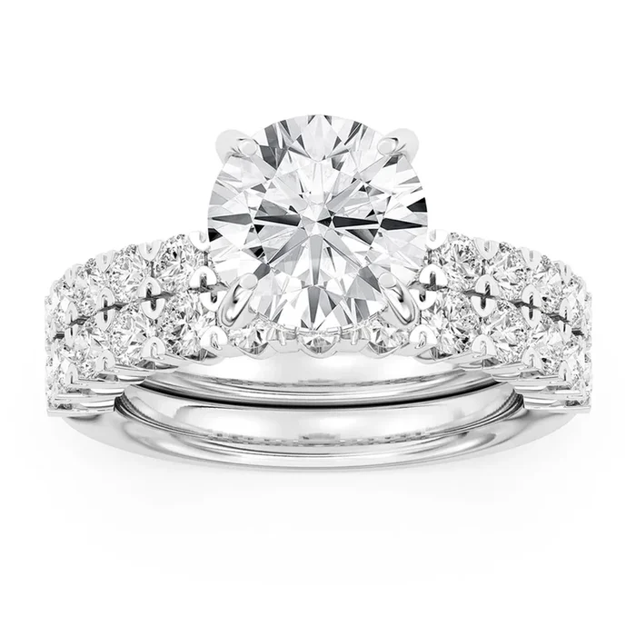 Signature EcoLove Diamond Dreams 4-3/4 CTW 100 Facet Centurion Lab Grown Diamond Bridal Set in Platinum