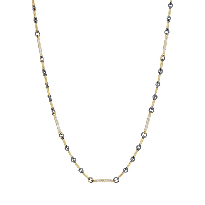 Signature Two-Tone Pavé Station Bar Link Necklace